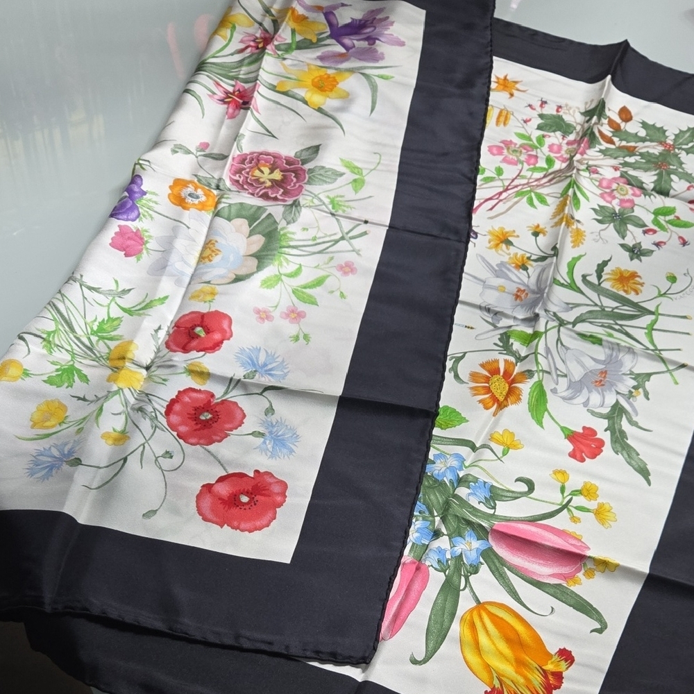 Gucci Multicolor Floral Silk Scarf - Picture 9 of 11